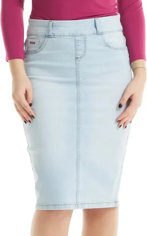 ESTEEZ Women's Stretch Denim Pencil Skirt – Soft, Flexible, Body-Hugging, Knee-Length Jean Skirt ‘Brooklyn’