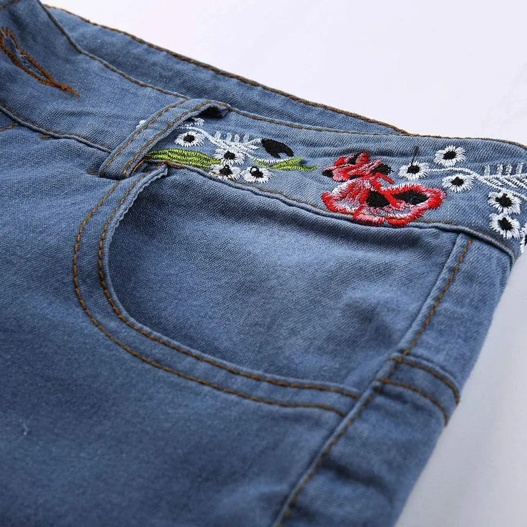 Flared Jeans for Women High Waisted Bell Bottom Jeans 70s Retro Jeans Lightweight Denim Pants Embroidered Bootcut Jeans