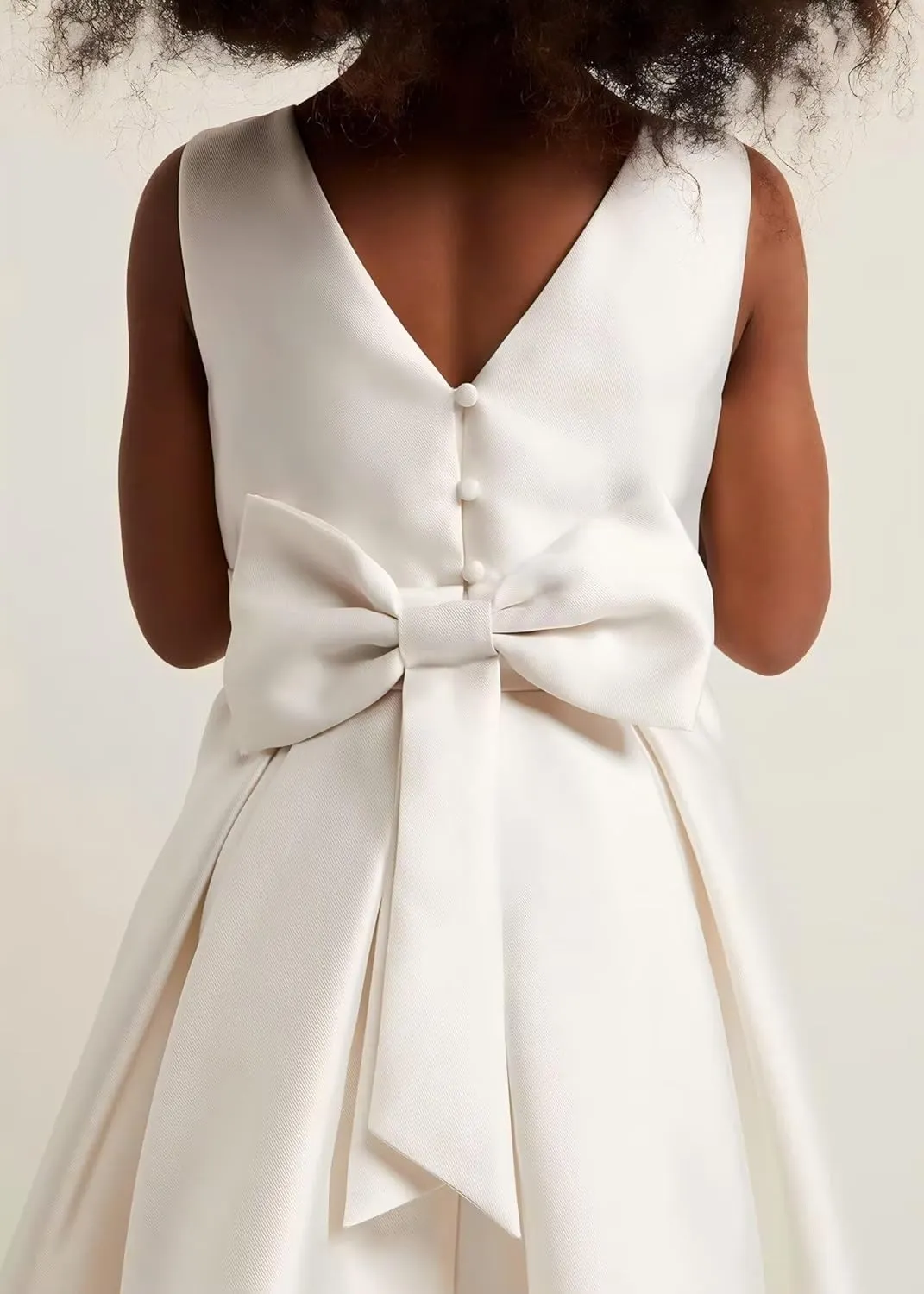 Flower Girl Dress Elegant Sleeveless Kids' Satin Dress with Bow Perfect for Special Occasions