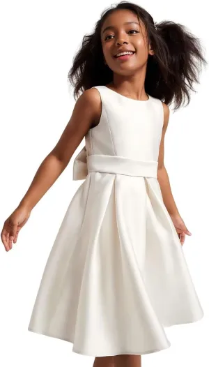 Flower Girl Dress Elegant Sleeveless Kids' Satin Dress with Bow Perfect for Special Occasions