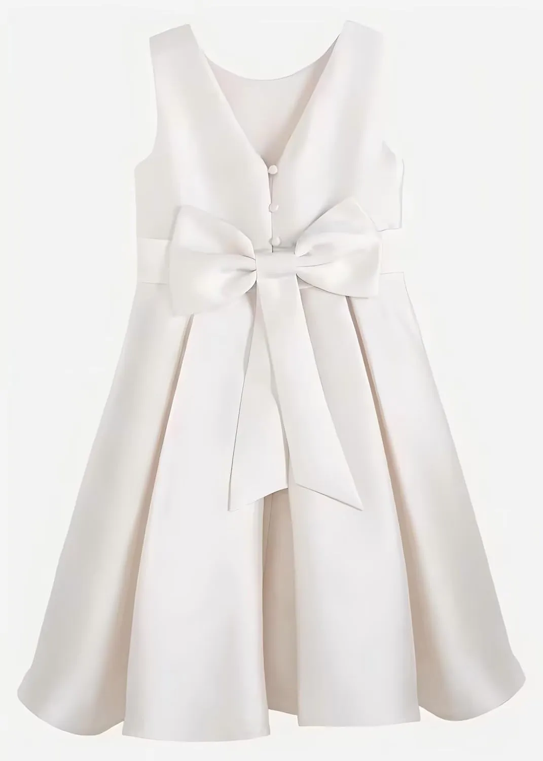 Flower Girl Dress Elegant Sleeveless Kids' Satin Dress with Bow Perfect for Special Occasions
