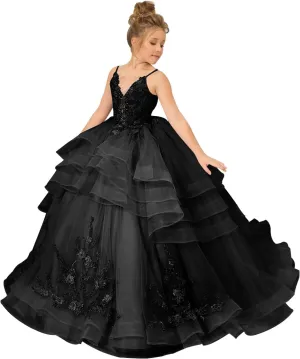Flower Girl Dress Lace Applique - First Communion Dress Puffy Tulle Pageant Dress for Girls
