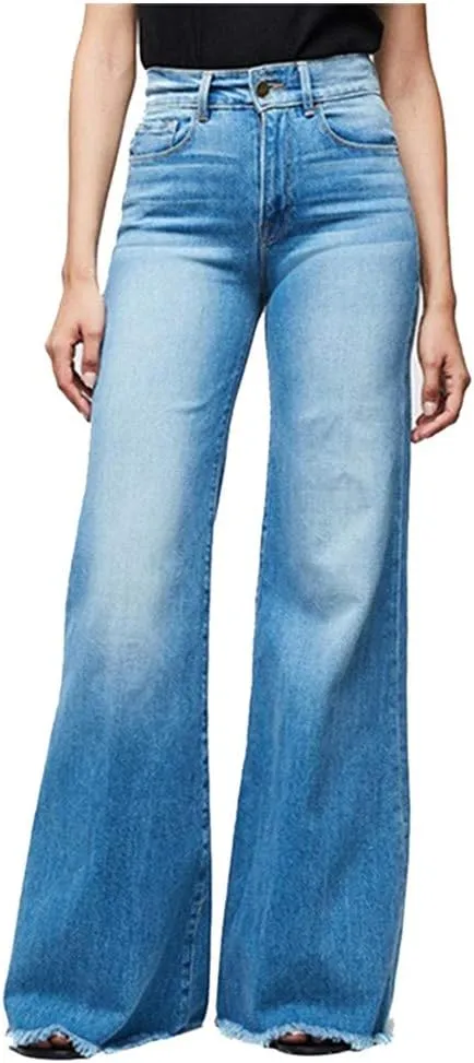 FRMUIC Bell Bottom Jeans for Women Flare Jeans High Waisted Wide Leg Bootcut Jeans Baggy Jeans Stretch Denim Pants