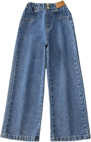 Girls Jeans Wide Leg Baggy Preppy Clothes Straight Leg Baggy Jeans Casual Running Denim Comfy Training Loose Modern