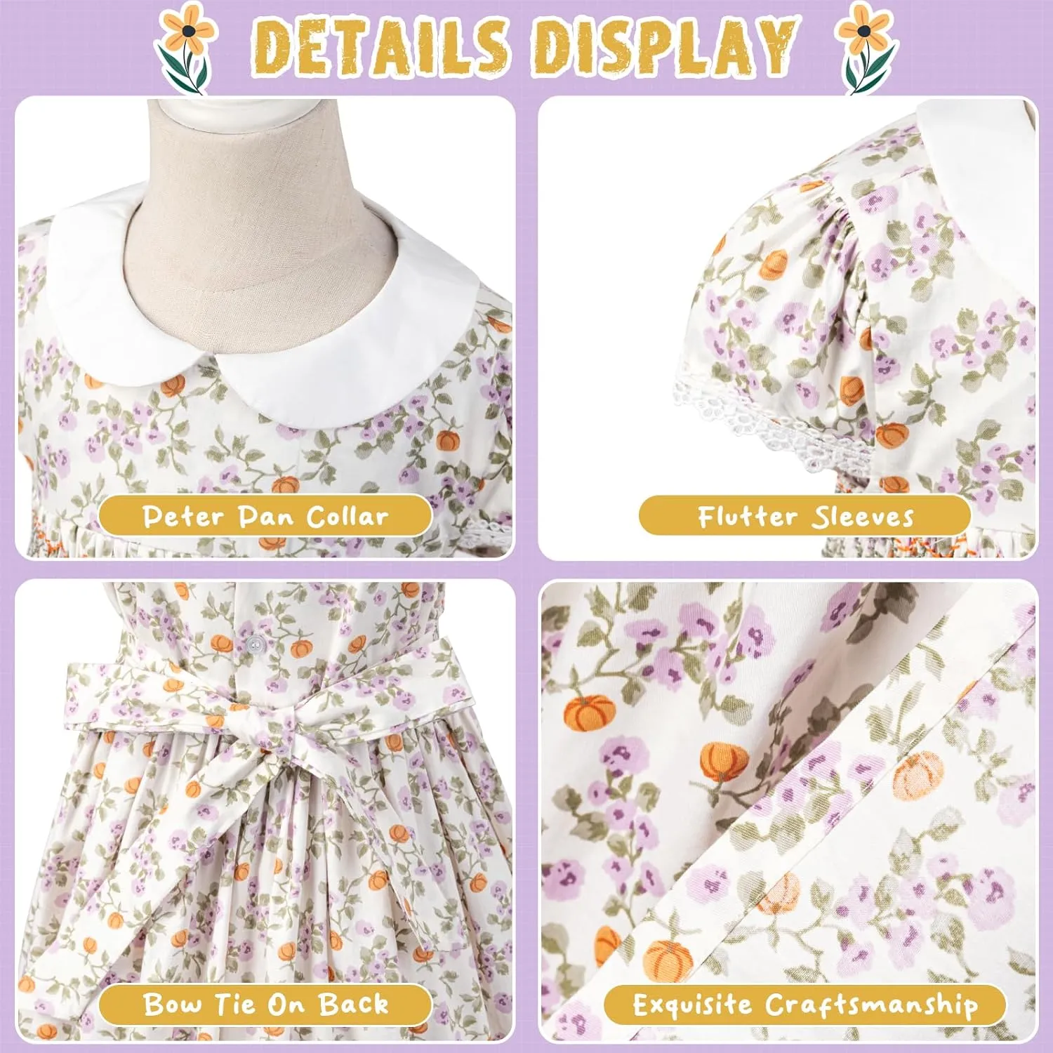 Girls Smocked Blue Dress Toddler Floral Summer Dress Vintage Dresses Kindergarten Graduation Dress