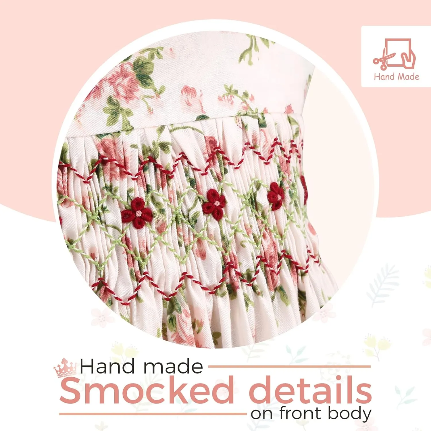 Girls Smocked Blue Dress Toddler Floral Summer Dress Vintage Dresses Kindergarten Graduation Dress