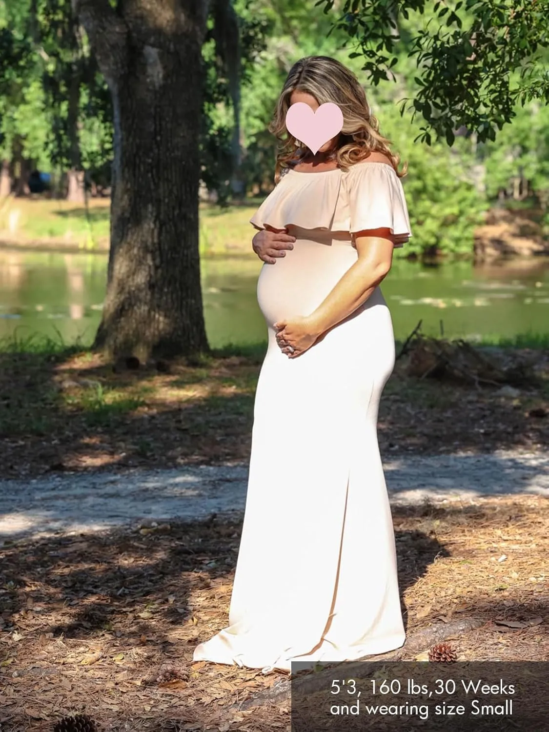 Glampunch Womens Off Shoulder Maternity Dress Ruffles Elegant Slim Gowns Fit Maxi Photography Dress