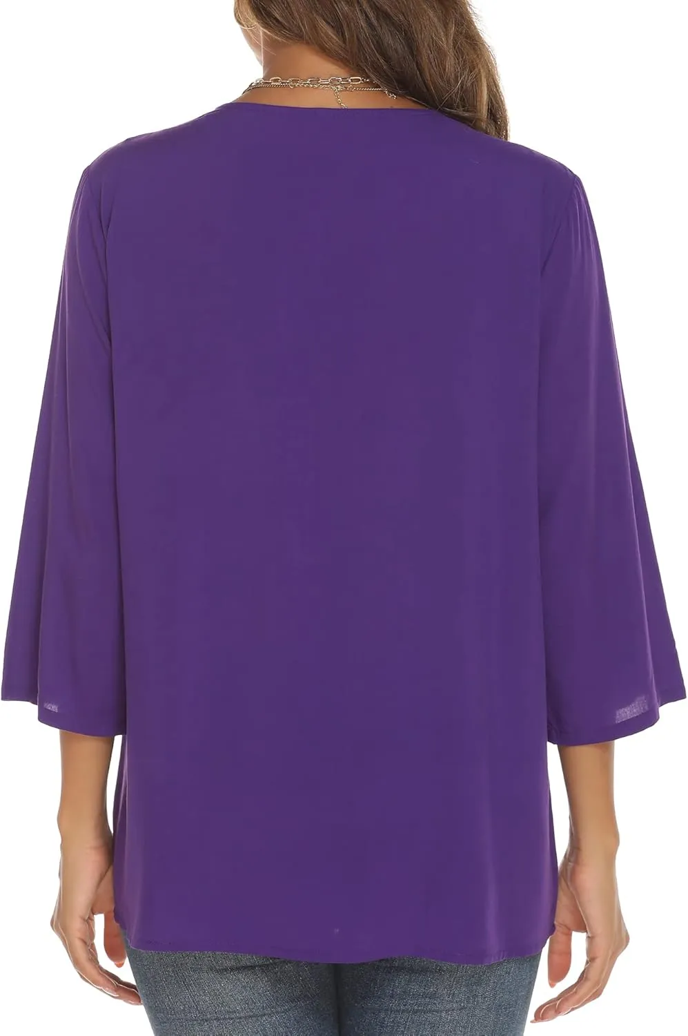 Grosy Women's Embroidered Plain Tunic Tops for Summer Fall Spring, Simple Elegant Dressy Blouse Casual Embroidery Solid Shirt