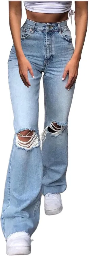 High Waisted Jeans for Women Jeans Poket Pants Mid Casual Denim Lace Women's Jeans High Waisted Jeans for Women