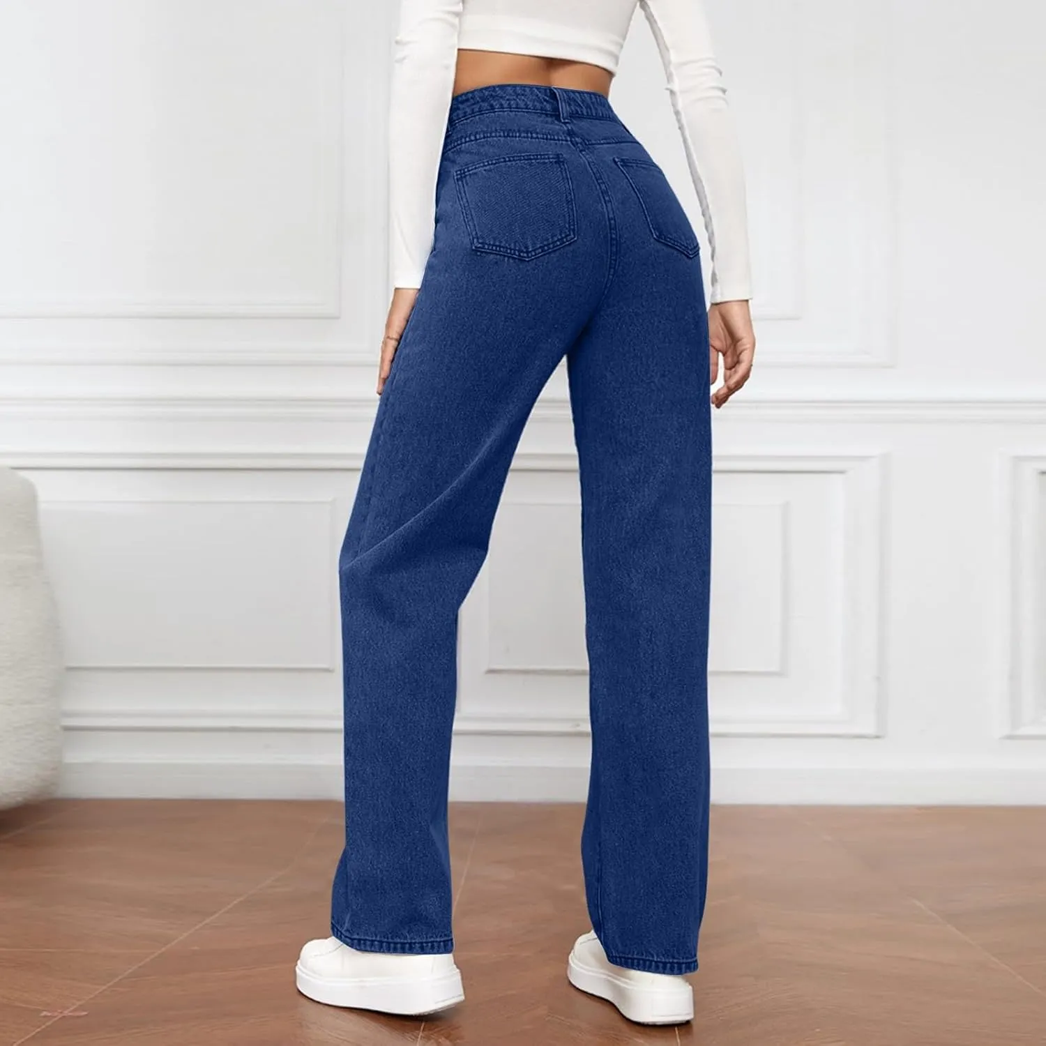 High Waisted Jeans for Women Straight Leg Denim Pants Wide Leg Jeans High Rise Baggy Pants with Pockets Streetwear