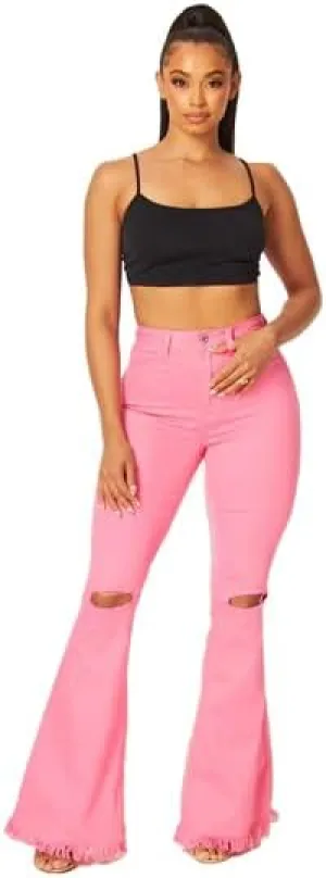 High Waisted Stretchy Bell Bottom Jeans
