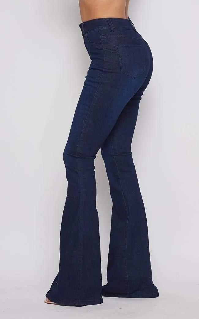High Waisted Stretchy Bell Bottom Jeans
