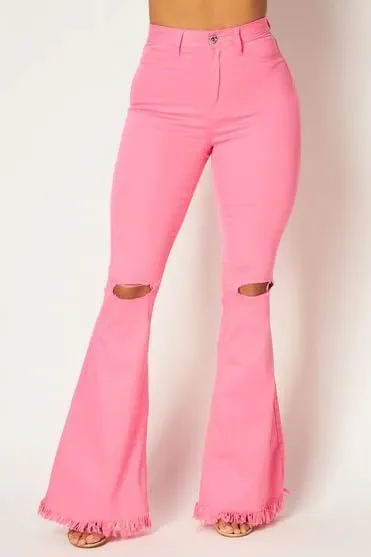 High Waisted Stretchy Bell Bottom Jeans