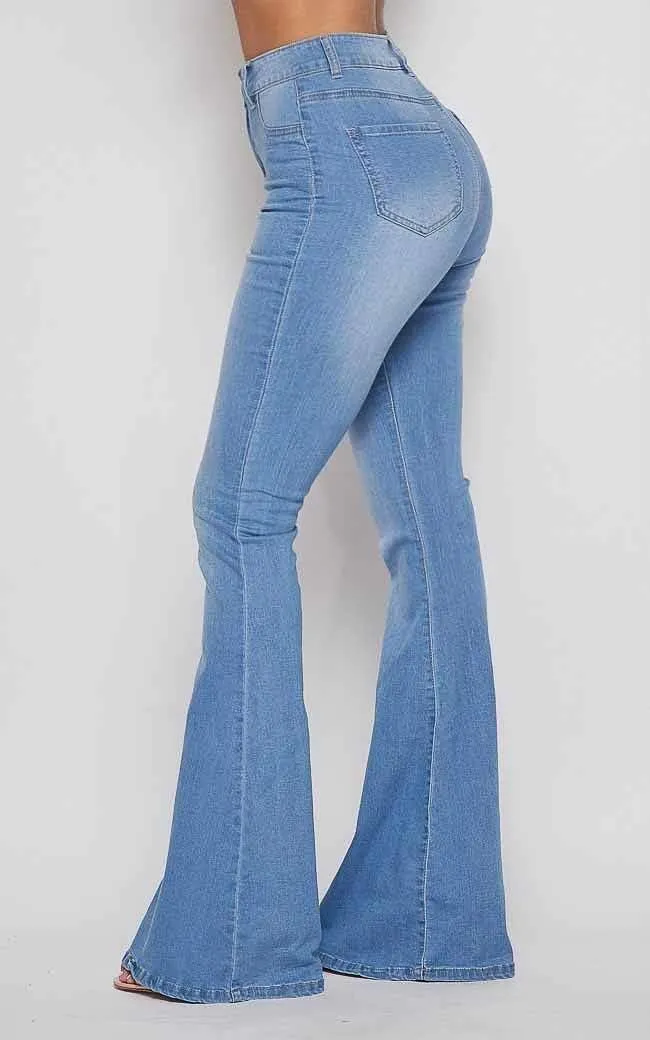 High Waisted Stretchy Bell Bottom Jeans