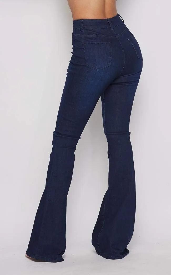 High Waisted Stretchy Bell Bottom Jeans