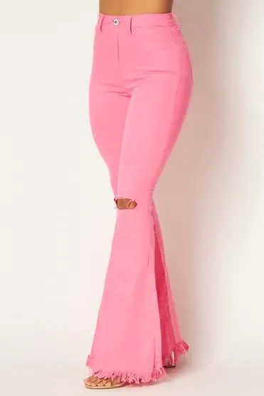 High Waisted Stretchy Bell Bottom Jeans