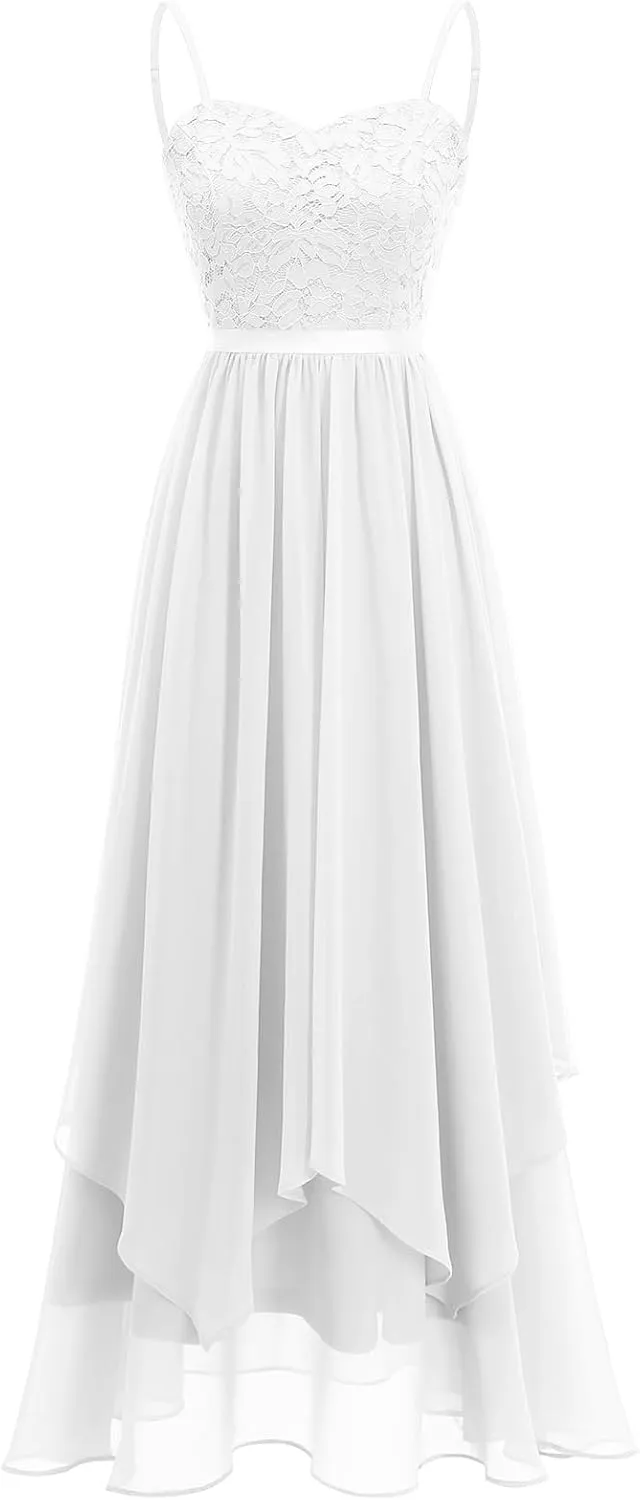 HomRain Women Spaghetti Strap Chiffon Maxi Dress Cocktail Prom Homecoming Wedding Guest Dress