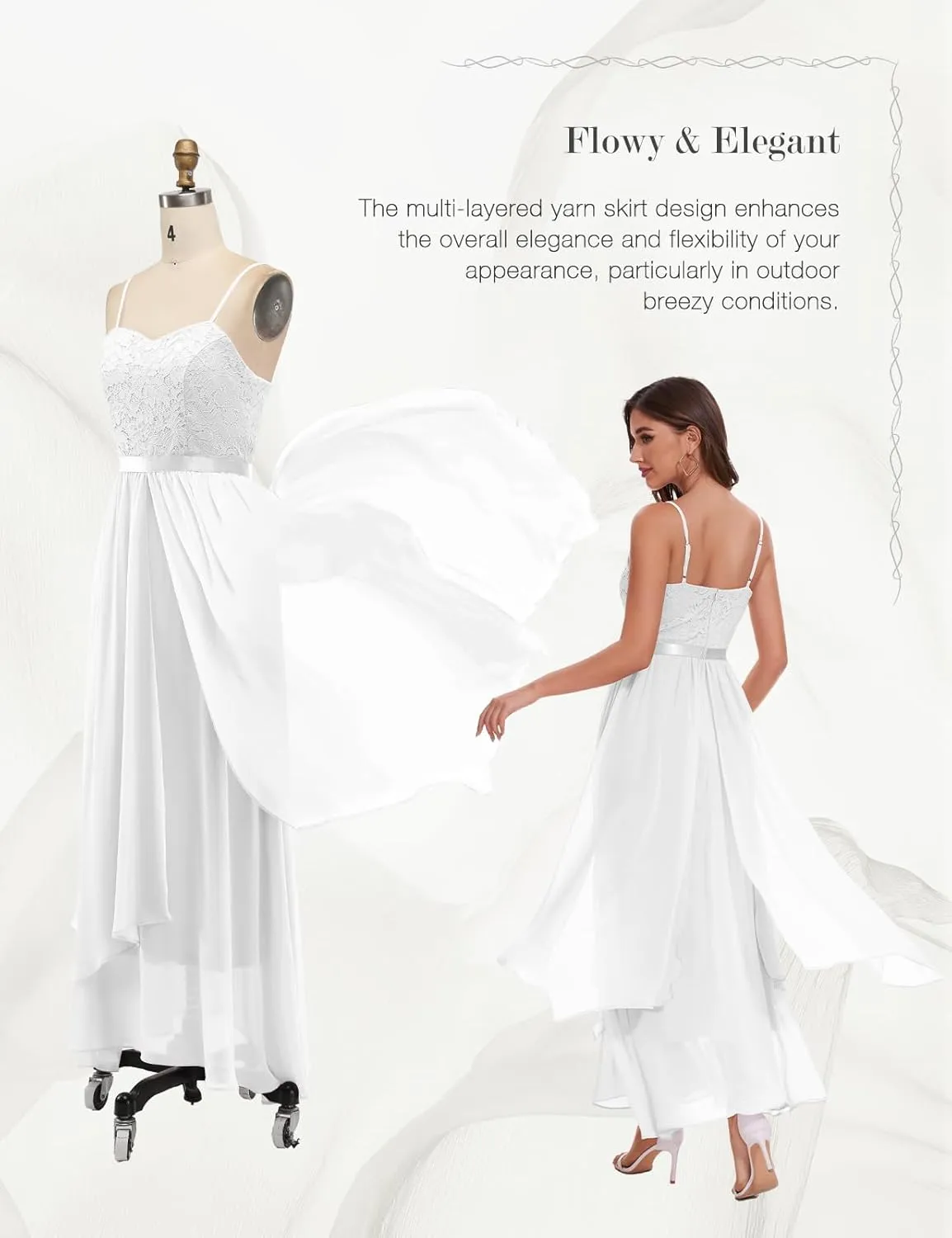 HomRain Women Spaghetti Strap Chiffon Maxi Dress Cocktail Prom Homecoming Wedding Guest Dress