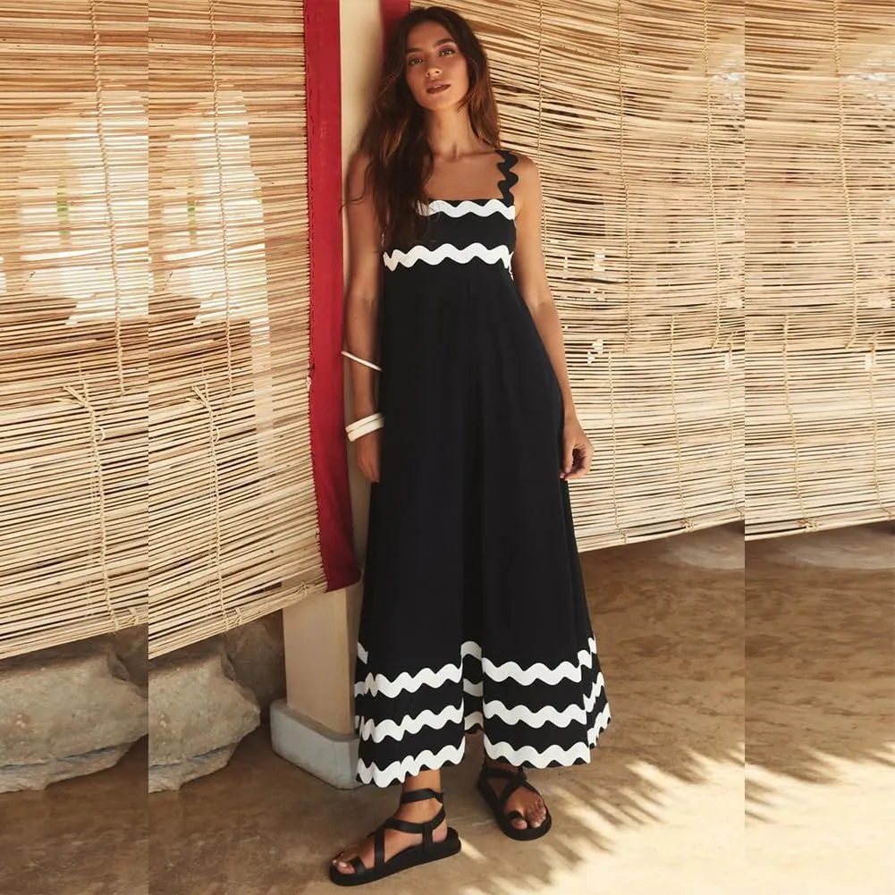 IDOPIP Womens Summer Casual Dress Beach Floral Maxi Dress Elegant Spaghetti Sleeveless Smocked Sundress Weeding Guest Dress