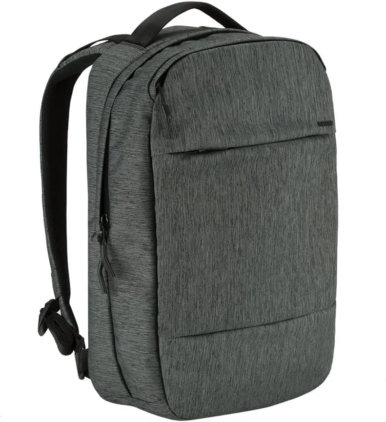 Incase City Compact Backpack - School/Work/Everyday Backpack - Slim & Compact Design -16" Laptop Storage Compartment, Quick Access Pocket, Front Pocket, Adjustable and Padded Straps - Heather Black