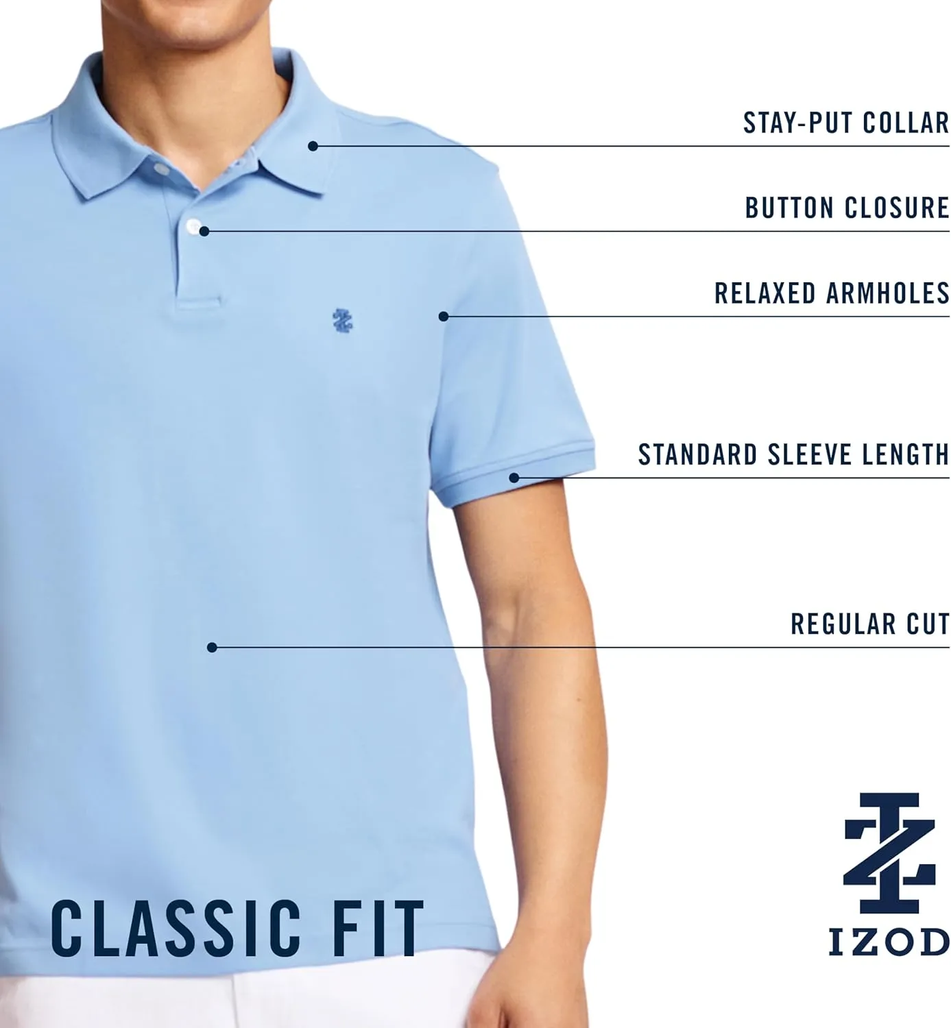 IZOD Men's Short Sleeve Interlock Polo Shirt
