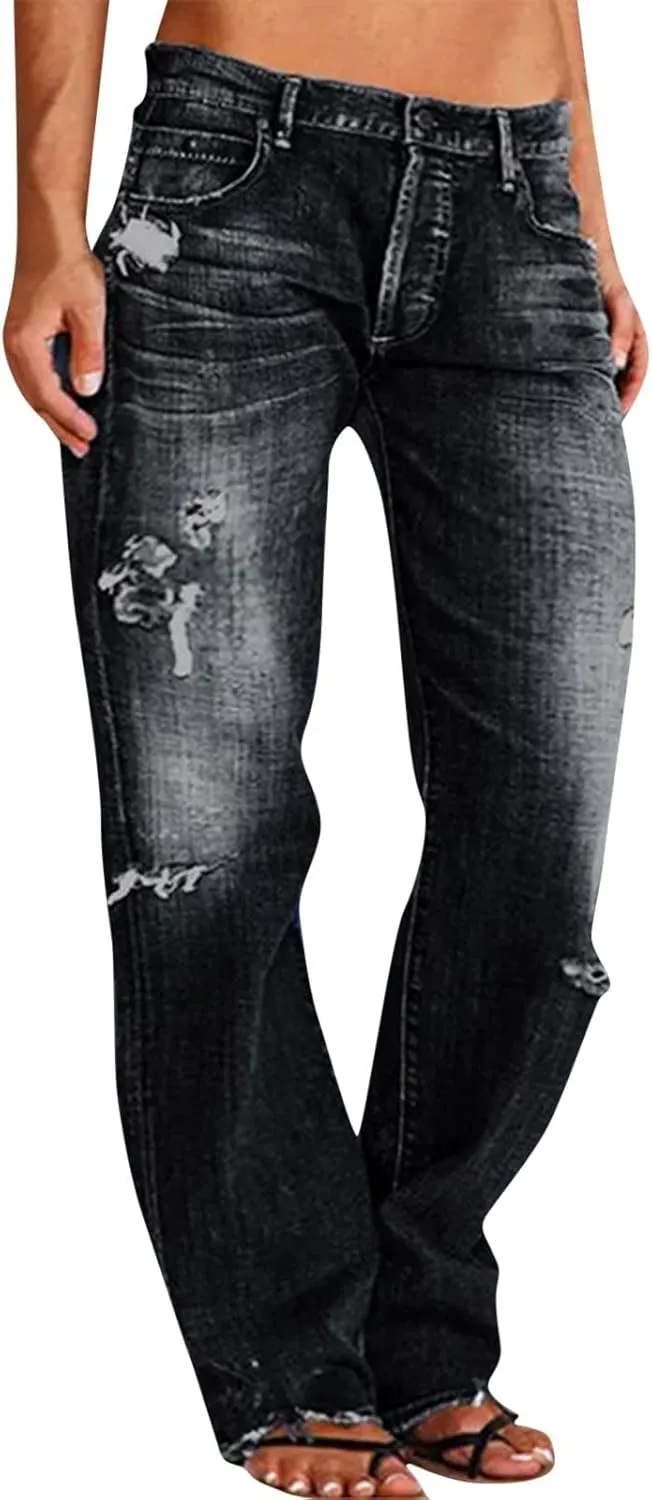 Jeans for Women Womens Jeans Poket Pants Mid Casual Denim Lace Women's Jeans Slimming Jeggings Jeans for Women