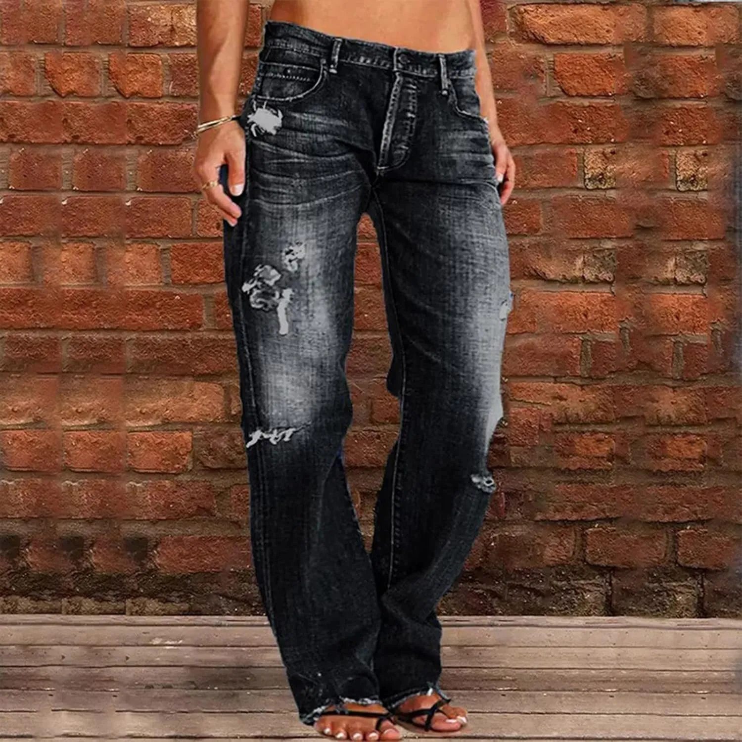 Jeans for Women Womens Jeans Poket Pants Mid Casual Denim Lace Women's Jeans Slimming Jeggings Jeans for Women