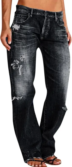 Jeans for Women Womens Jeans Poket Pants Mid Casual Denim Lace Women's Jeans Slimming Jeggings Jeans for Women