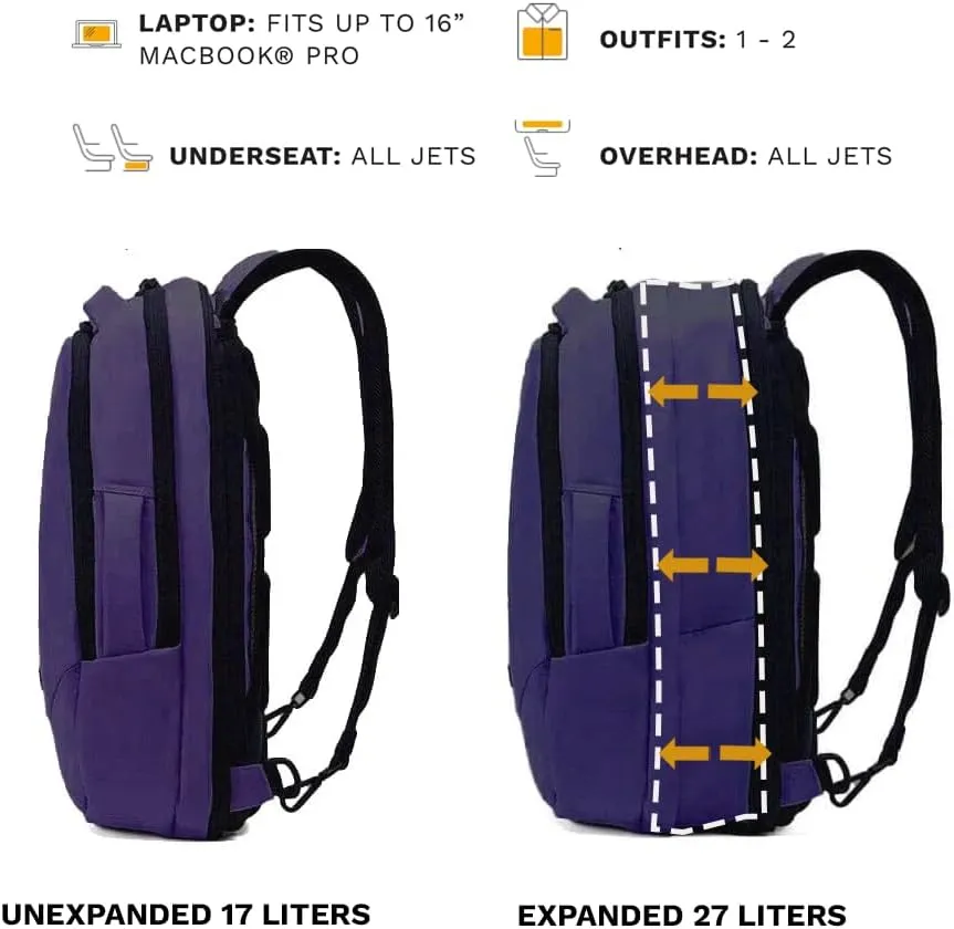 Knack Small Series 2 Laptop Backpack Fits up to 16 Inch Laptops - Knack Bags Carry-On Backpack, TSA Approved, Expandable Travel Backpacks With 2 Day Outfit Capacity, Berry Blue