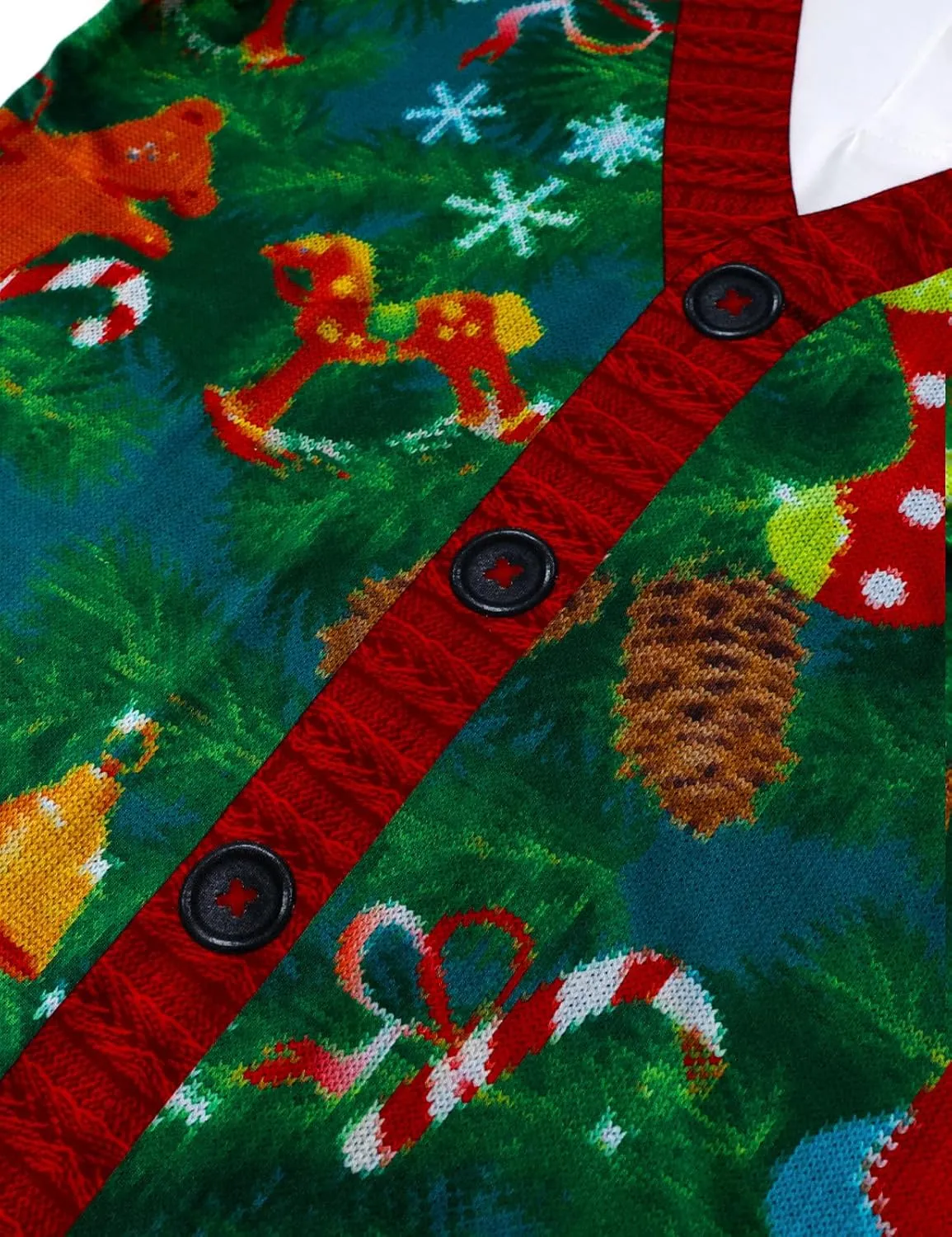 LINOCOUTON Men's Christmas Knitted Sweater Print Polo Shirt