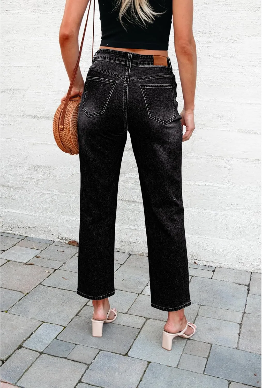 luvamia Straight Leg Jeans for Women High Waisted Trendy Cropped Stretchy Denim Pants Ankle Mom Jeans Work Trouser Jeans