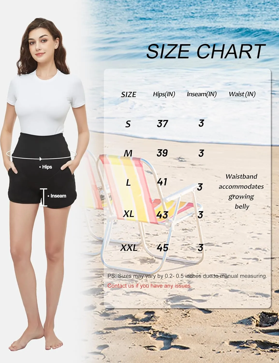 Maternity Shorts Comfy Over Belly Stretchy Fabric Wear Versatile Breathable Pregnancy Pant with Pockets