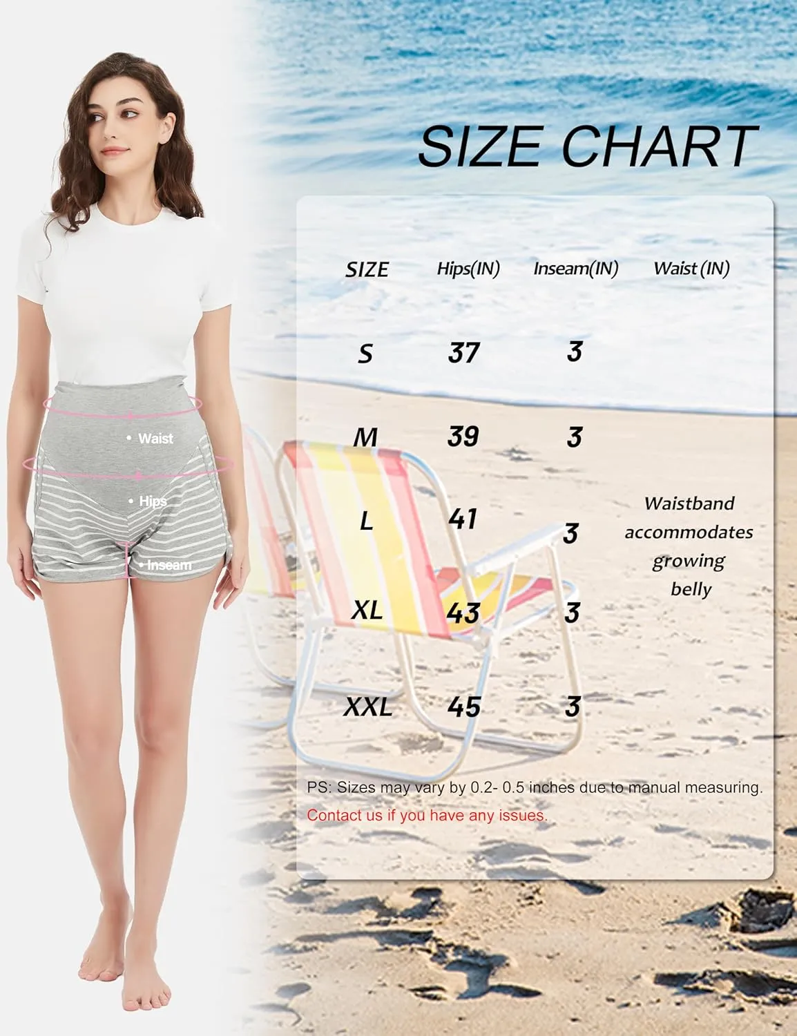 Maternity Shorts Comfy Over Belly Stretchy Fabric Wear Versatile Breathable Pregnancy Pant with Pockets