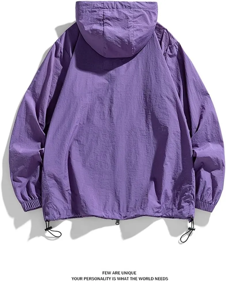 Men Solid Color Multi-Pocket Simple Jacket Tops Coat Men's Casual Fishing Camping Hooded Jacket