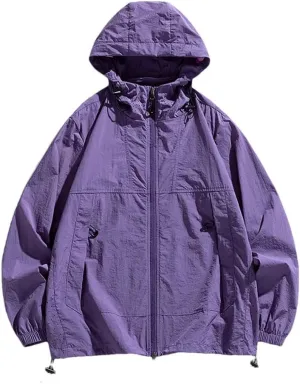 Men Solid Color Multi-Pocket Simple Jacket Tops Coat Men's Casual Fishing Camping Hooded Jacket