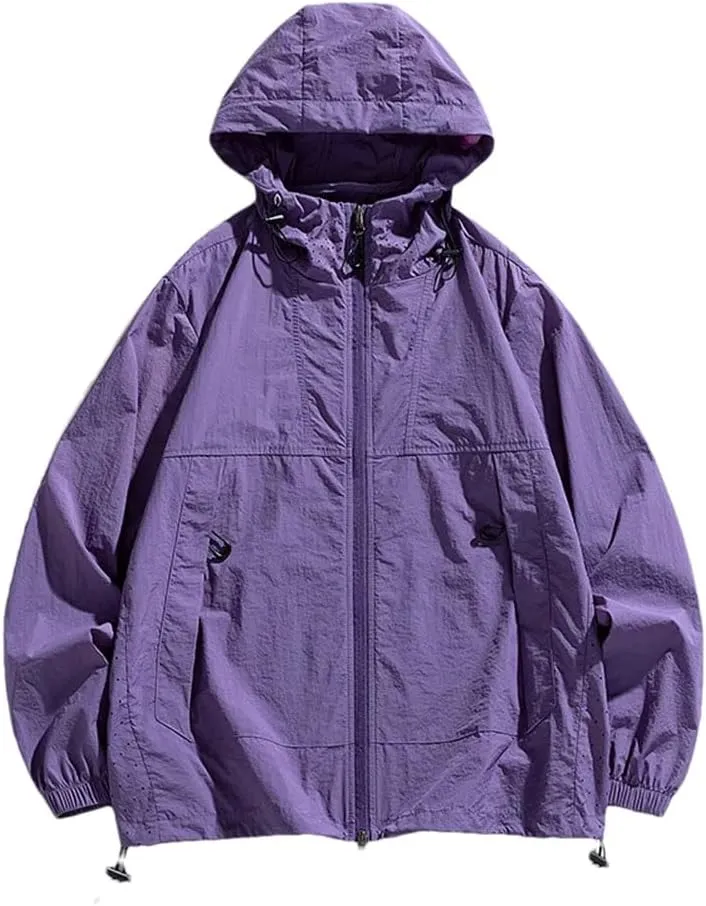 Men Solid Color Multi-Pocket Simple Jacket Tops Coat Men's Casual Fishing Camping Hooded Jacket