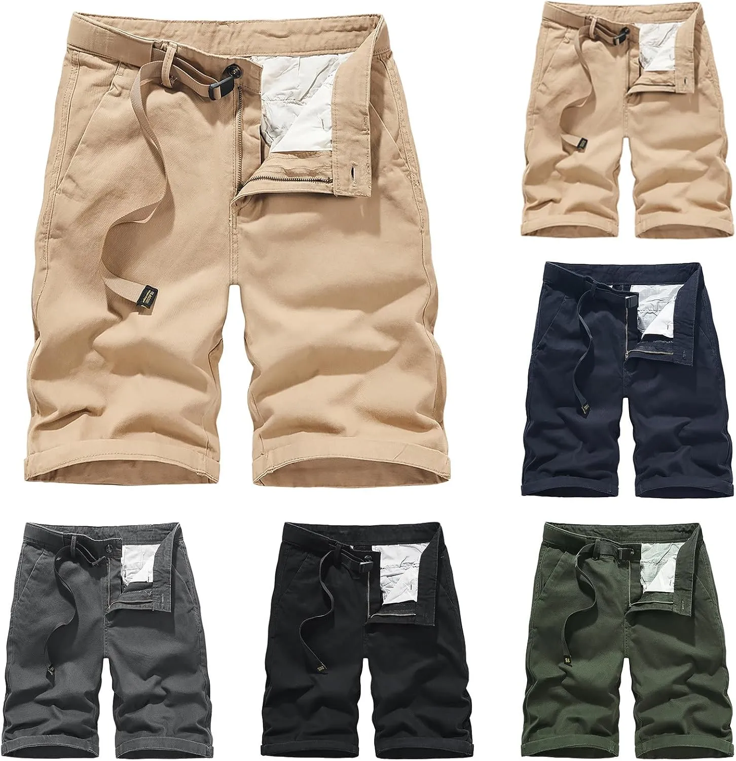 Mens 2024 Cargo Shorts Summer Fashion Solid Combat High Waisted Street Hipster Pants Tactical Versatile Jogger Hiking Shorts