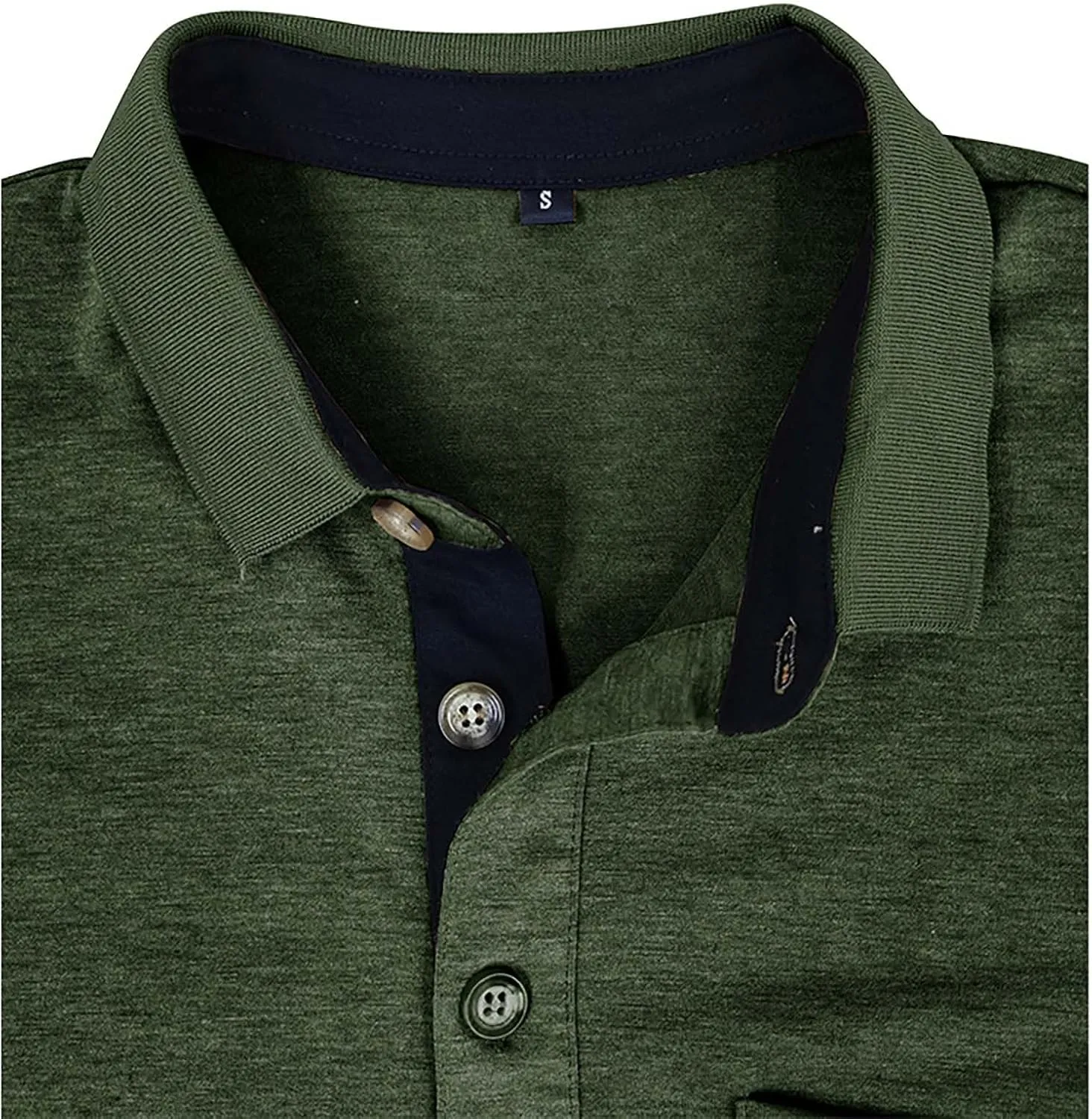 Men's 2025 Classic Fit Casual Short Sleeve Vintage Dual Tipped Collar Button Down Polo Shirt with Pocket