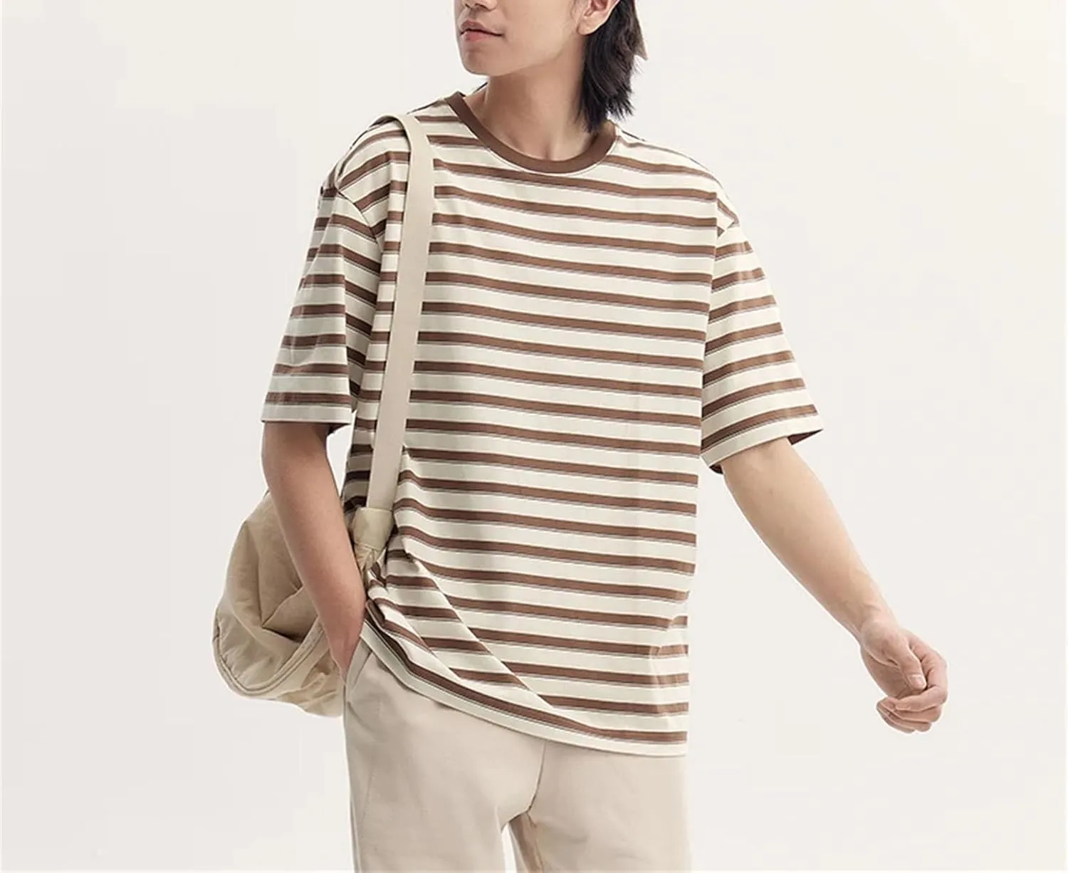Men's Color-Block Striped T-Shirt, Classic Summer Streetwear