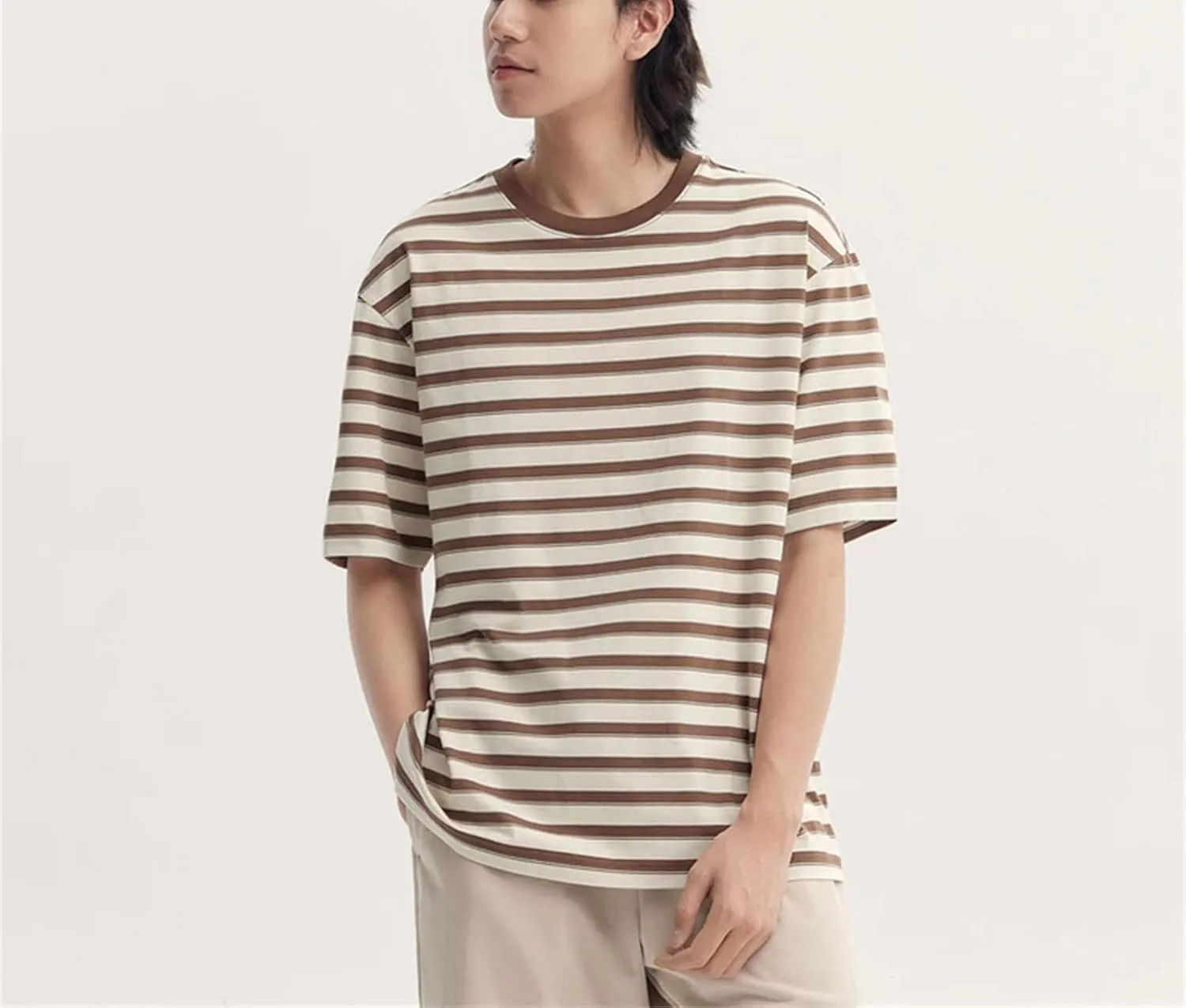 Men's Color-Block Striped T-Shirt, Classic Summer Streetwear