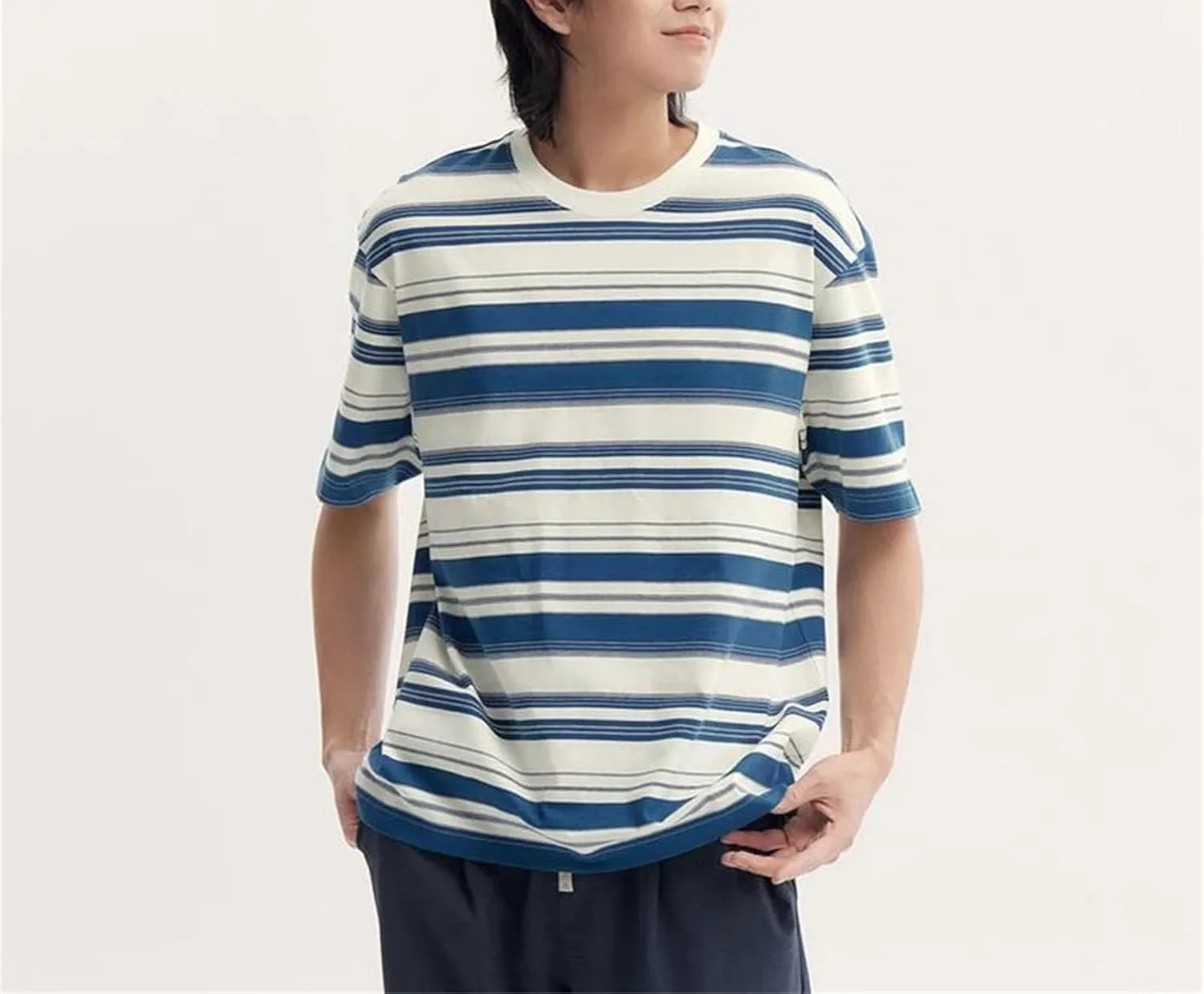 Men's Color-Block Striped T-Shirt, Classic Summer Streetwear