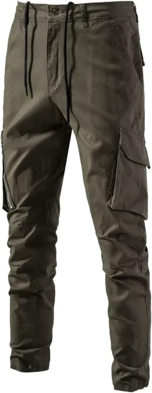 Mens Drawstring Versatile Cargo Pants Outdoor Casual Military Versatile Trouser Tactical Combat Fashion Solid Hiking Overalls