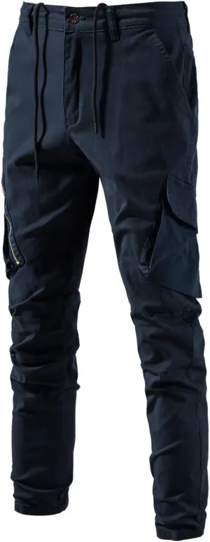 Mens Drawstring Versatile Cargo Pants Outdoor Casual Military Versatile Trouser Tactical Combat Fashion Solid Hiking Overalls