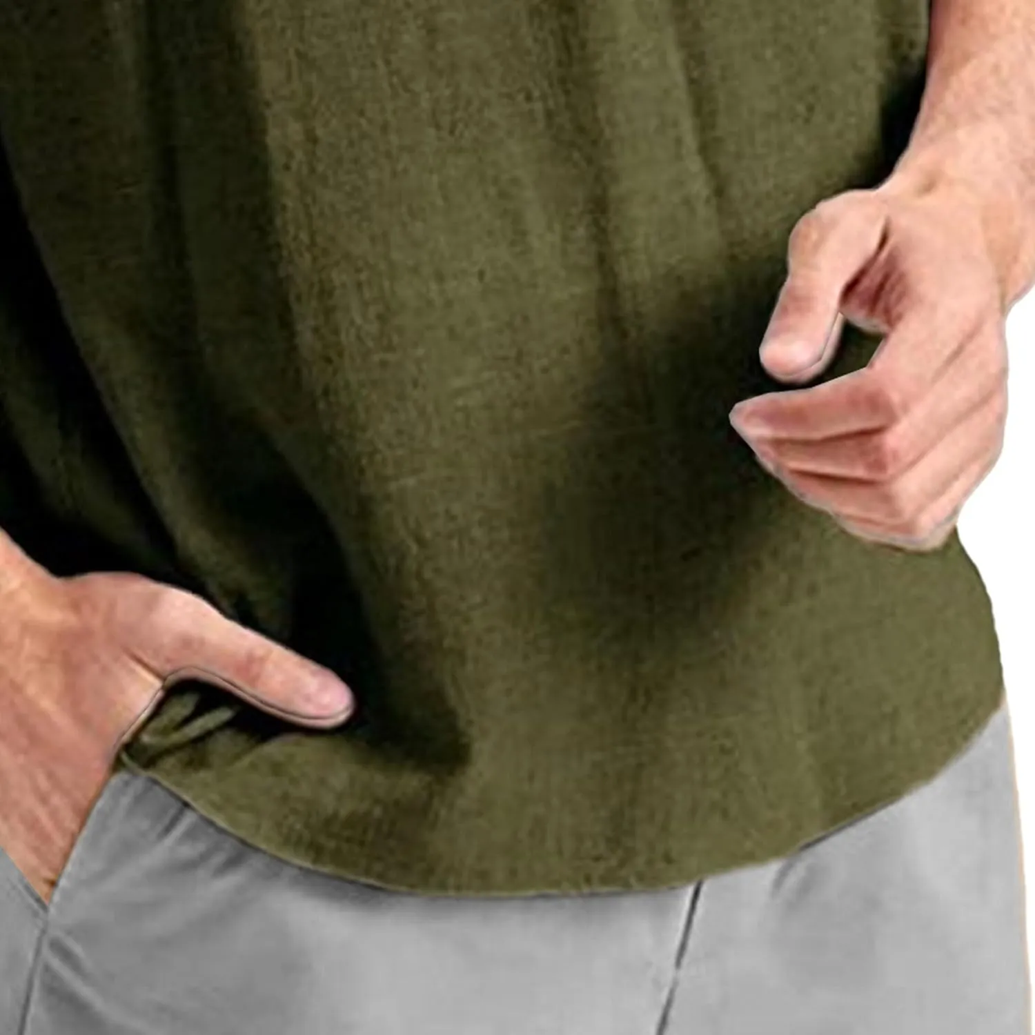 Men's Essential Casual Versatile Cotton Linen Tops Daily Personalized Fashion T-Shirt Summer Simple Beach Shirt