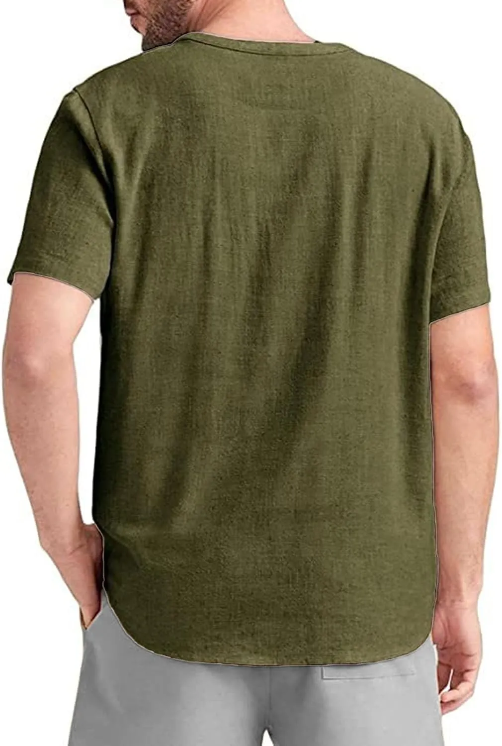 Men's Essential Casual Versatile Cotton Linen Tops Daily Personalized Fashion T-Shirt Summer Simple Beach Shirt
