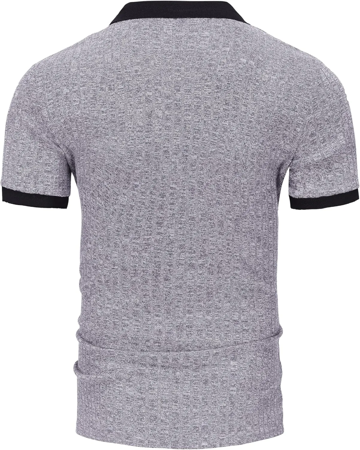 Mens Muscle Polo Shirts V Neck Slim Fit Short Sleeve Golf T-Shirts Contrast Collar Ribbed Knit Cotton Tee Shirt