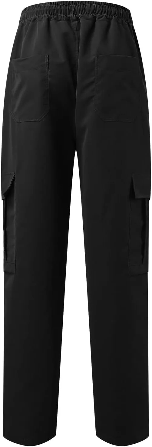 Men's Pants 2024 Fashion Male Versatile All Season Cargo Pants Multi Pocket Hem Solid Color Plus Size Outdoor