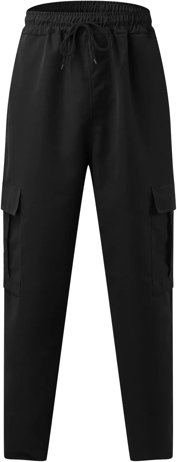 Men's Pants 2024 Fashion Male Versatile All Season Cargo Pants Multi Pocket Hem Solid Color Plus Size Outdoor