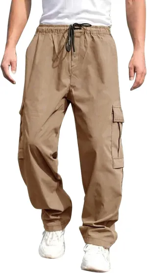 Men's Pants 2024 Fashion Male Versatile All Season Cargo Pants Multi Pocket Hem Solid Color Plus Size Outdoor