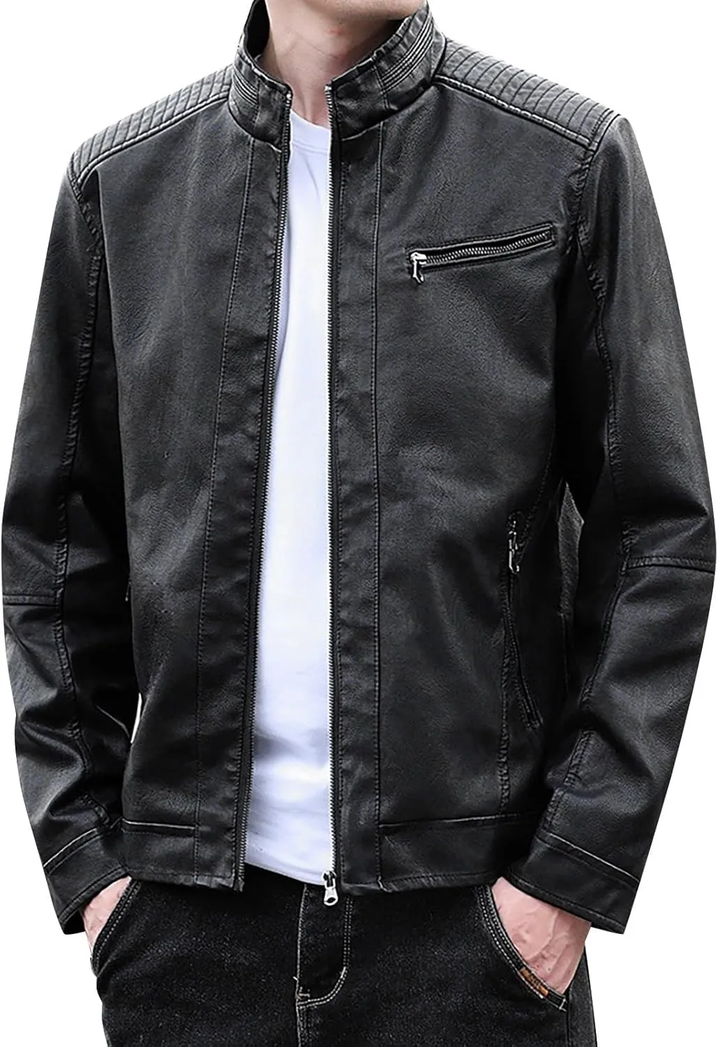 Mens Winter Jacket Casual Solid Coat Simple Sports Zipper Coat Pocket Baseball Clothes Flying Jacket Ski Jacket Men